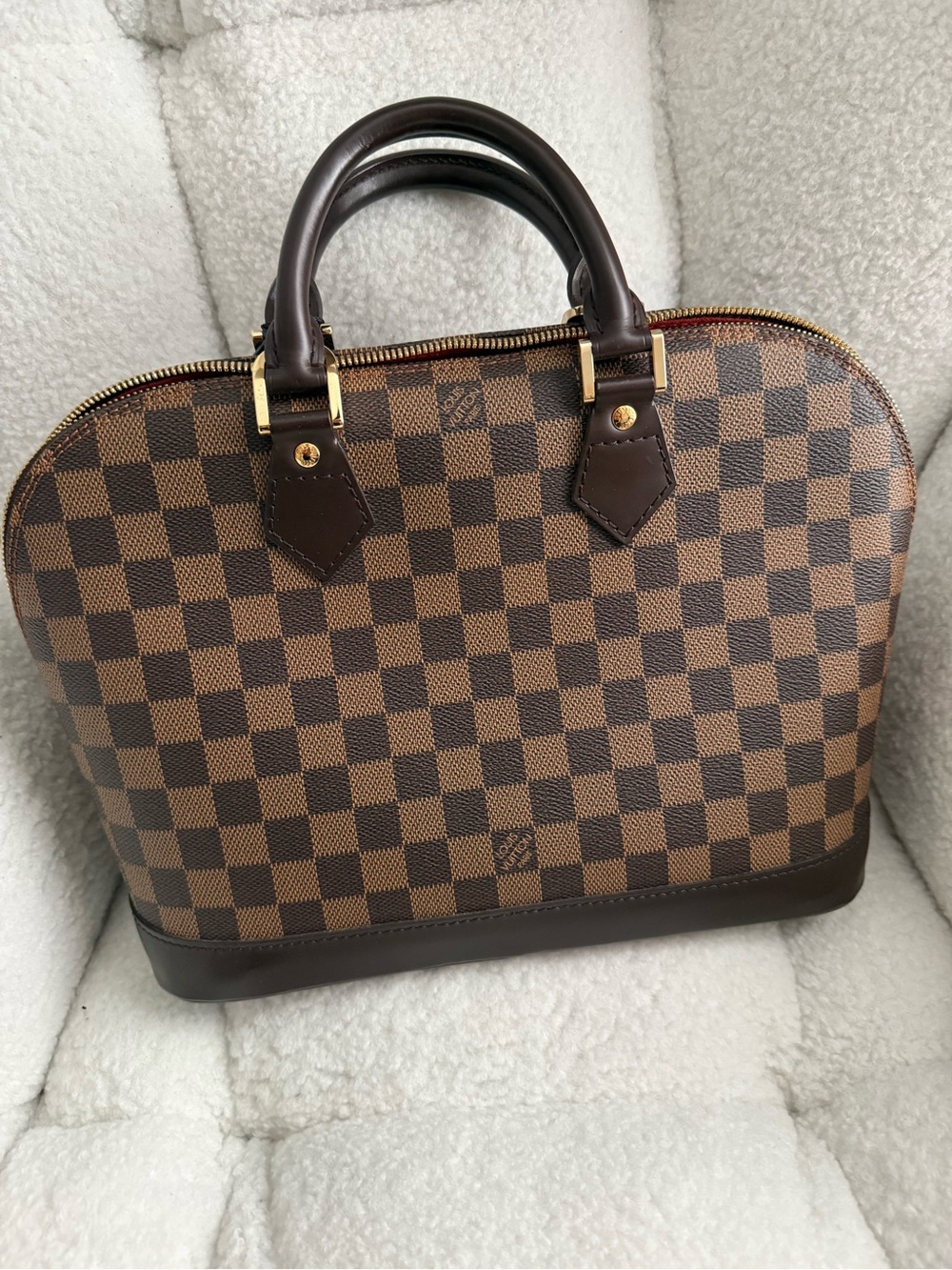Louis Vuitton Brown Checkerboard Satchel with Dark Brown Trim - Picture 4 of 8